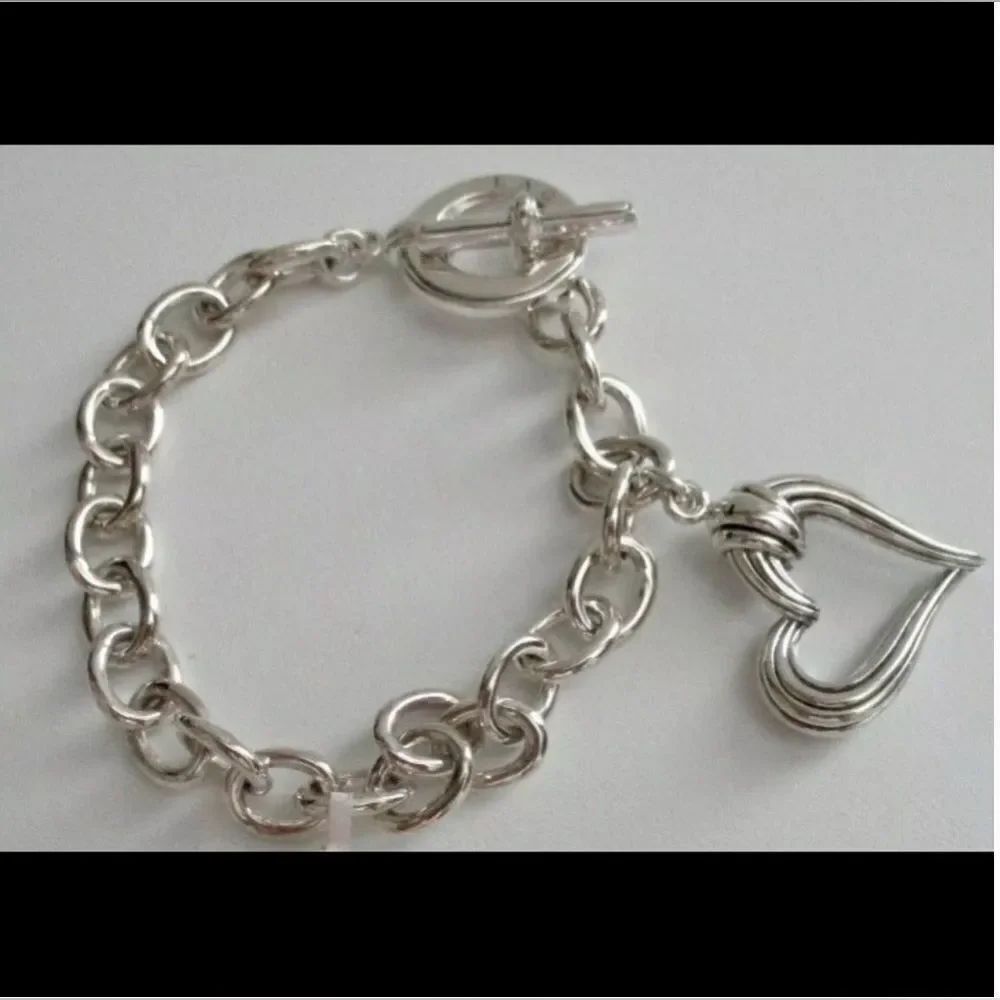 *LAGOS* Sterling Silver SS 925 Open Heart Charm Toggle bracelet EUC